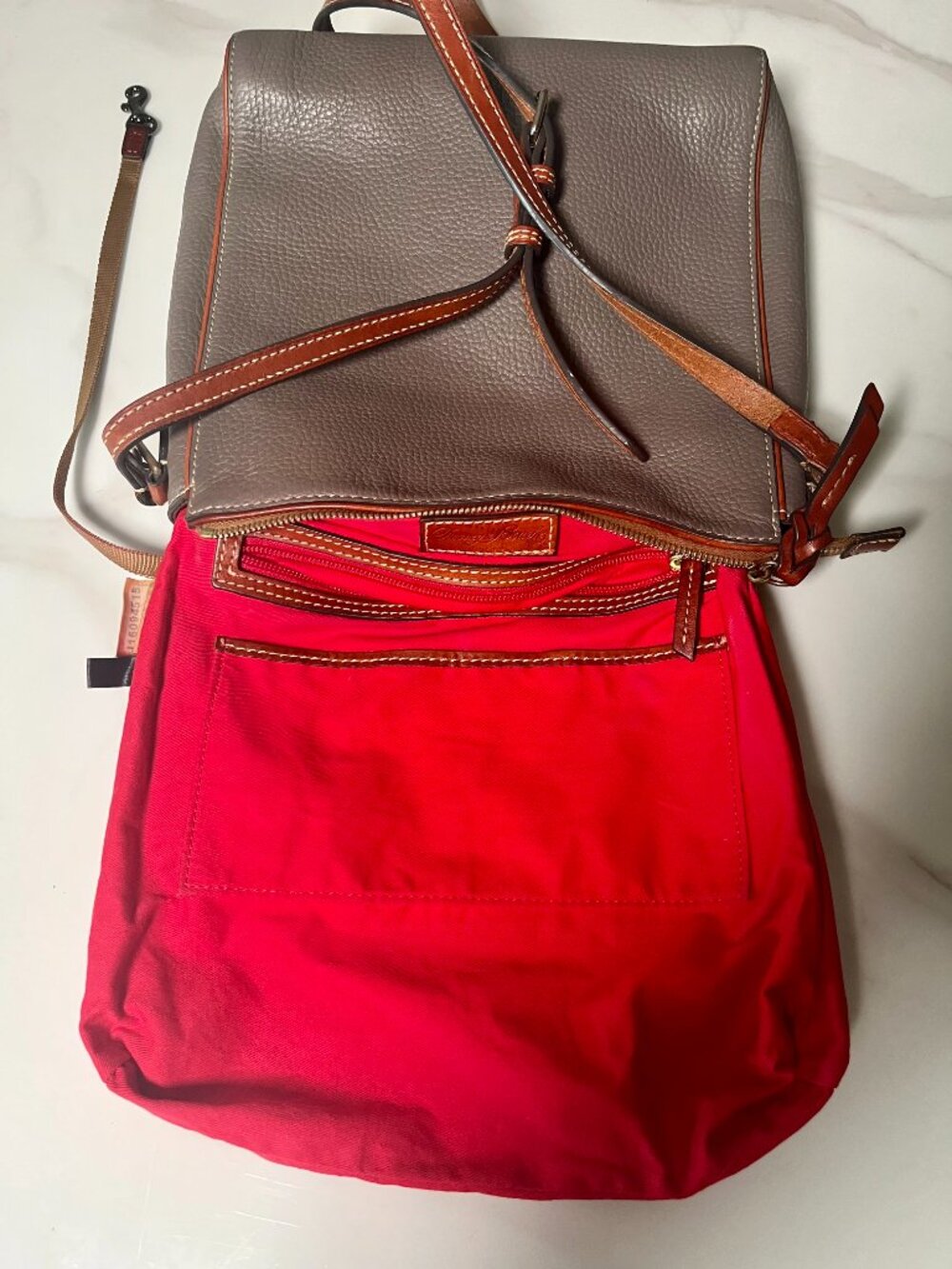 Dooney & Bourke Pebble Grain Large Peyton Triple Zip Crossbody in Elephant + COA - Picture 14 of 16